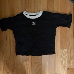 Adidas Black Tee with White Collar